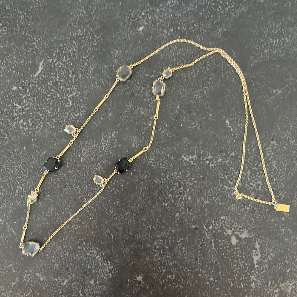 Long gold, black and grey rinestone Kate Spade Necklace.